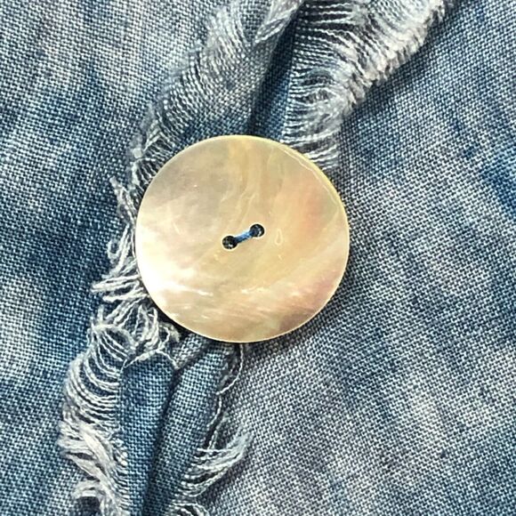 Catherine Bacon Sz L Indigo Shibori Dyed Jacket MOP Button Lagenlook 100% Linen - Picture 7 of 8